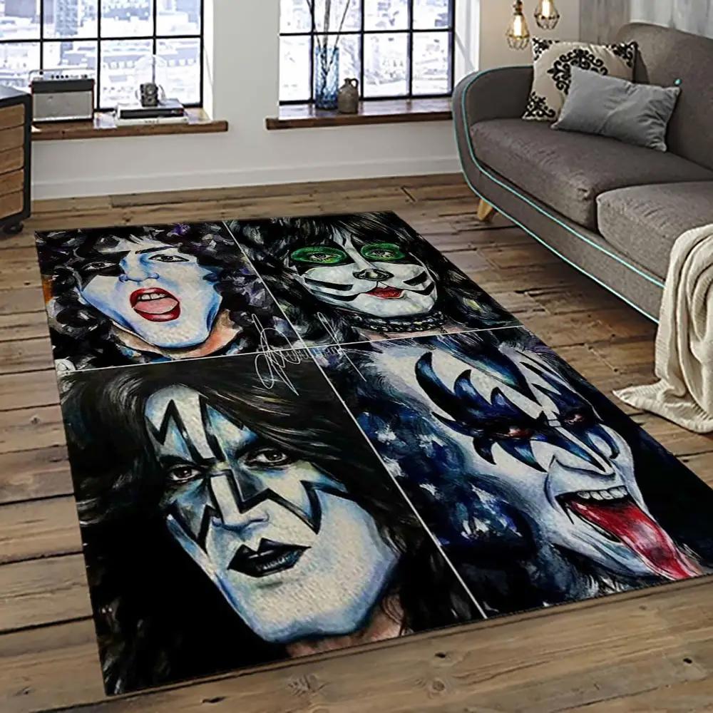Kiss rock band music retangle carpet area rug home decor best gift for fan and friends as15 Rectangle Rug