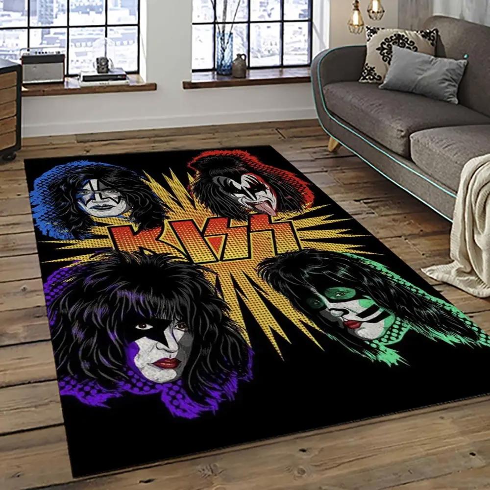 Kiss rock band music retangle carpet area rug home decor best gift for fan and friends as30 Rectangle Rug