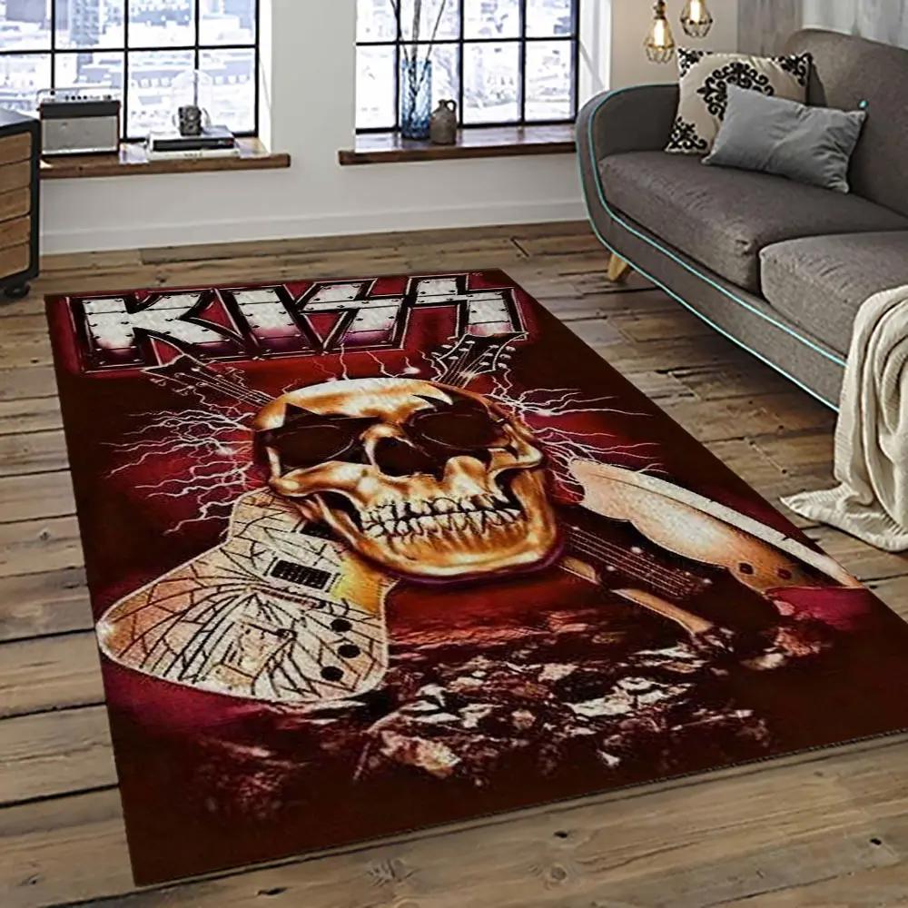 Kiss rock band music retangle carpet area rug home decor best gift for fan and friends as32 Rectangle Rug