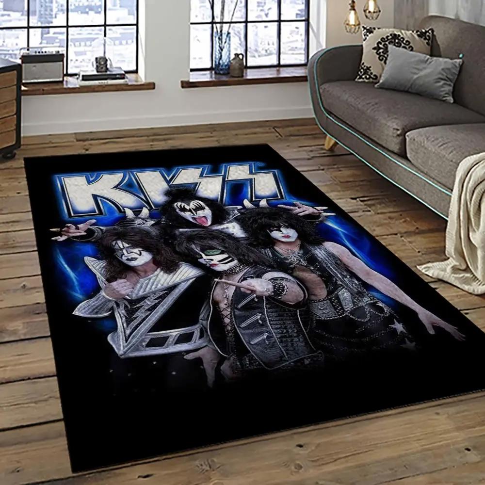 Kiss rock band music retangle carpet area rug home decor best gift for fan and friends as42 Rectangle Rug