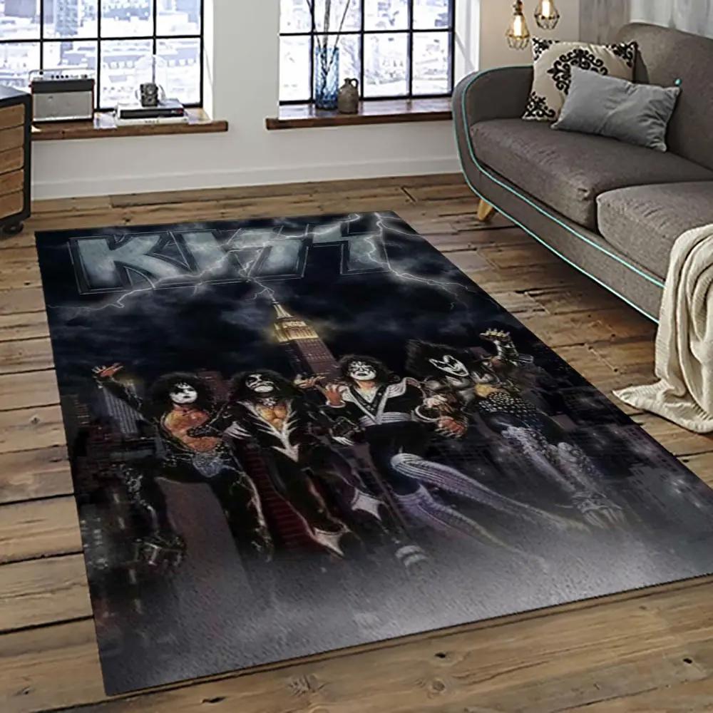 Kiss rock band music retangle carpet area rug home decor best gift for fan and friends as69 Rectangle Rug