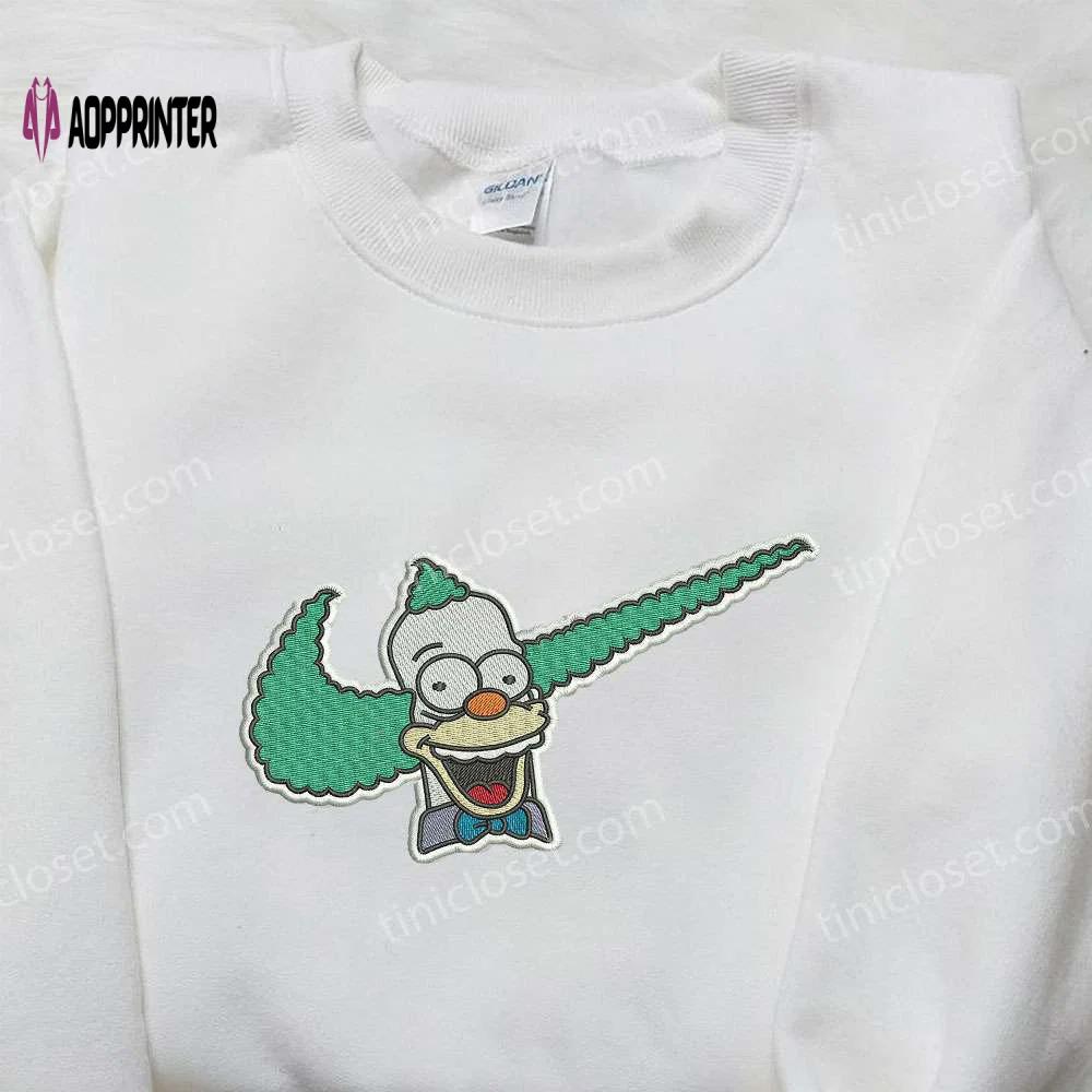 Krusty the clown x nike embroidered shirt – the simpsons custom nike tee Embroidered Shirt