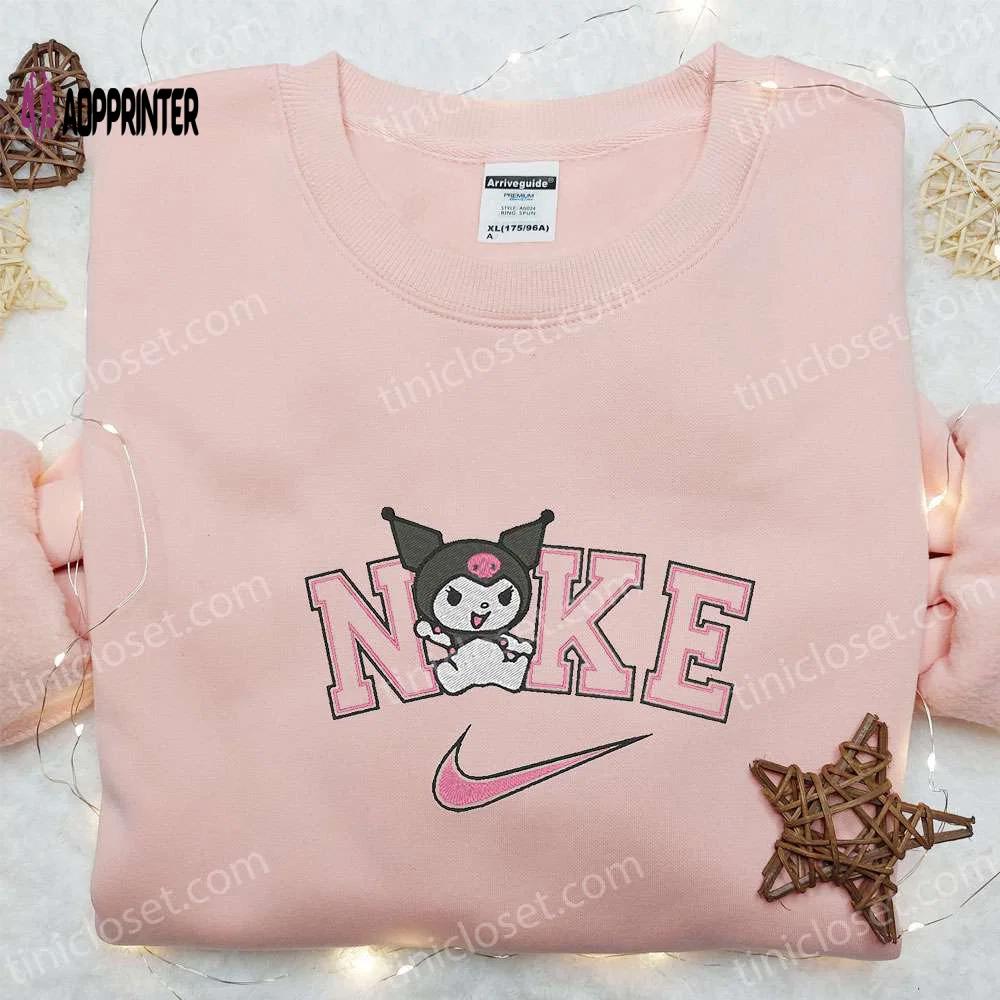 Kuromi x nike embroidered cartoon shirt: best nike inspired gift for family Embroidered Shirt