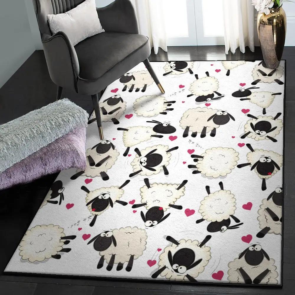 Lamb art deco rug, sheep rug Rectangle Rug