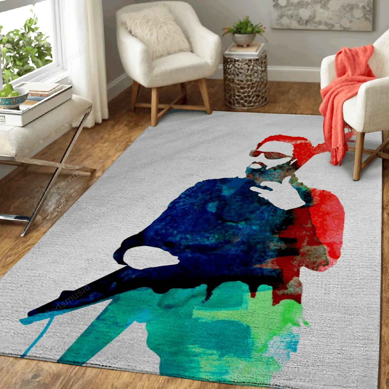 Lenny watercolor music legends art for fans area rug living room carpet rug regtangle carpet floor decor home decor Rectangle Rug