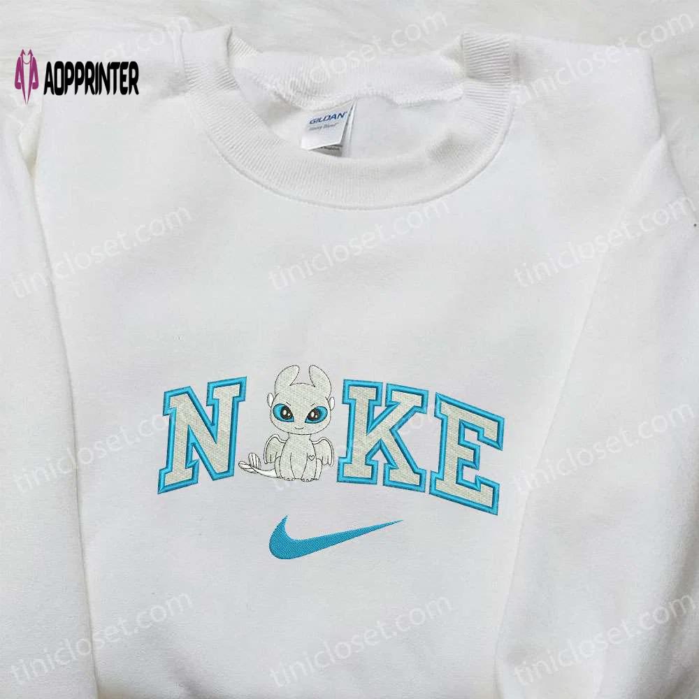 Light fury x nike embroidered sweatshirt: disney characters & nike inspired shirt Embroidered Shirt