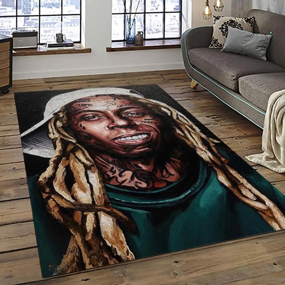 Lil wayne rapper hiphop music rap carpet area rug home decor gift for fans gift for friends lil1 Rectangle Rug