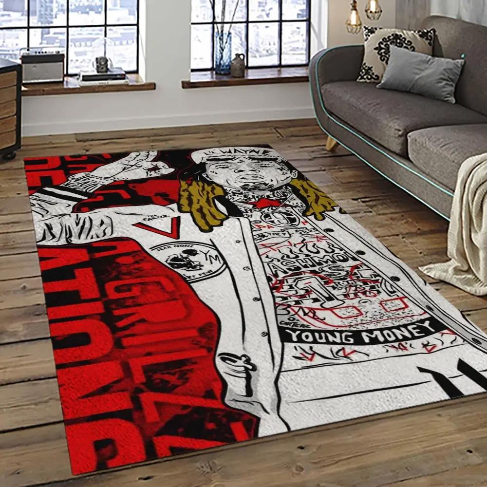 Lil wayne rapper hiphop music rap carpet area rug home decor gift for fans gift for friends lil40 Rectangle Rug