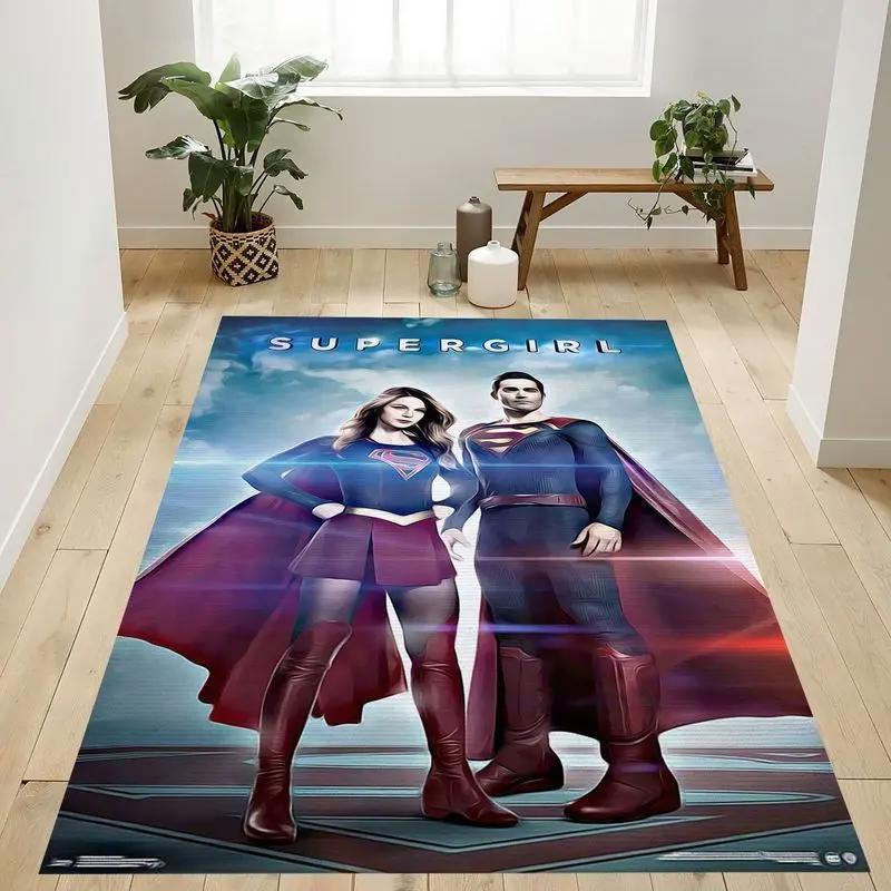 Linda danvers supergirl vs clark joseph kent superman dc comics tv supergirl cousins area rug living room and bed room rug Rectangle Rug