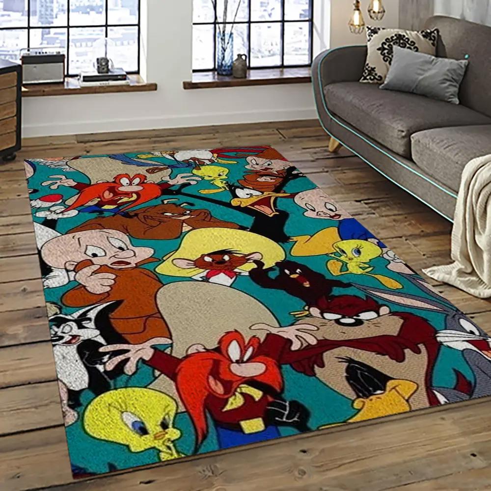 Looney tunes characters cartoon movie carpet rectangle area rug for living room bedroom decor lt31 Rectangle Rug