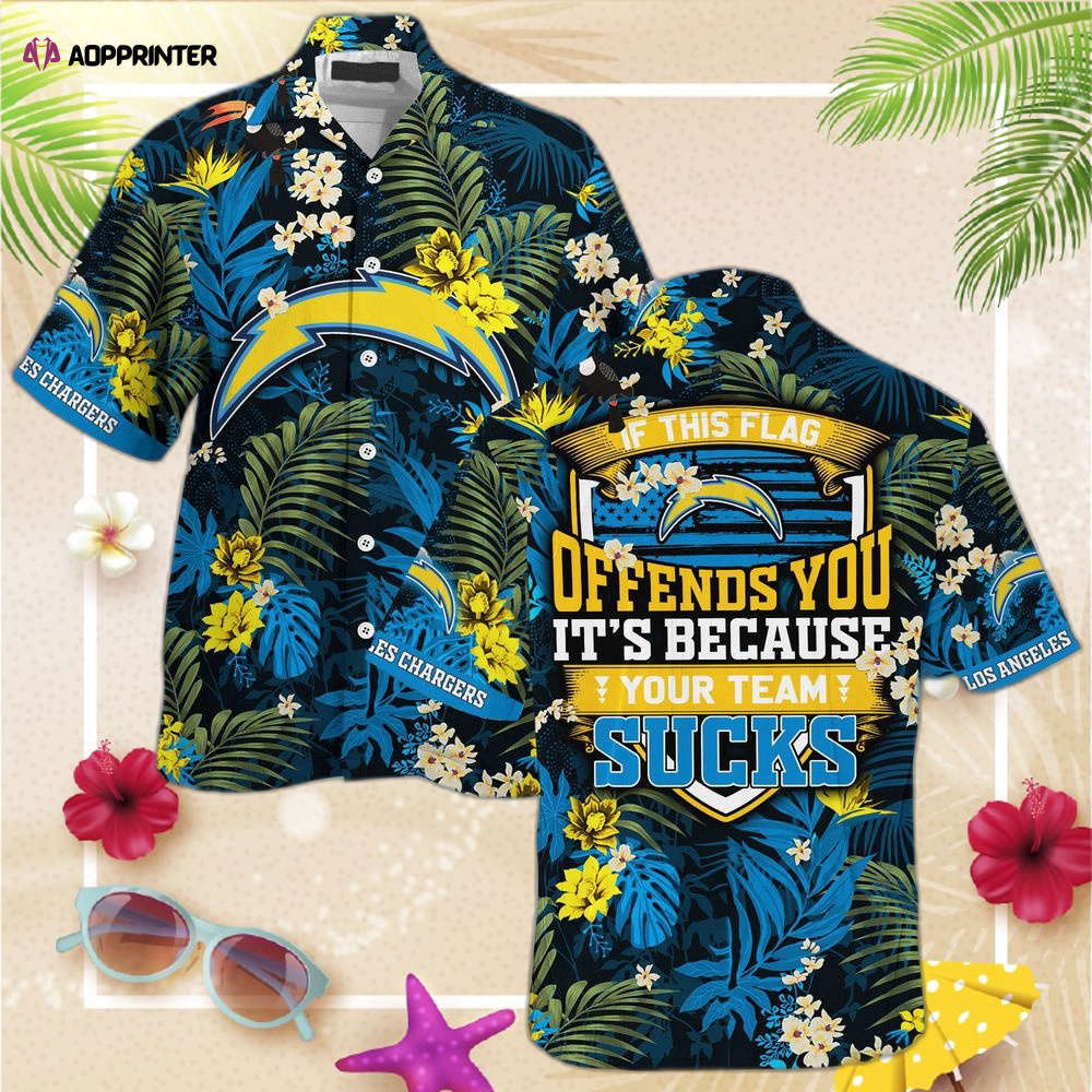 Los angeles chargers nfl summer hawaiian shirt    with tropical patterns Hawaii Shirt