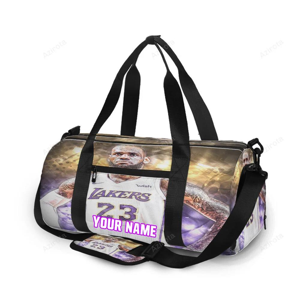 Los angeles lakers 23 lebron james v51 personalized name travel bag gym bag 1292 Travel Bag