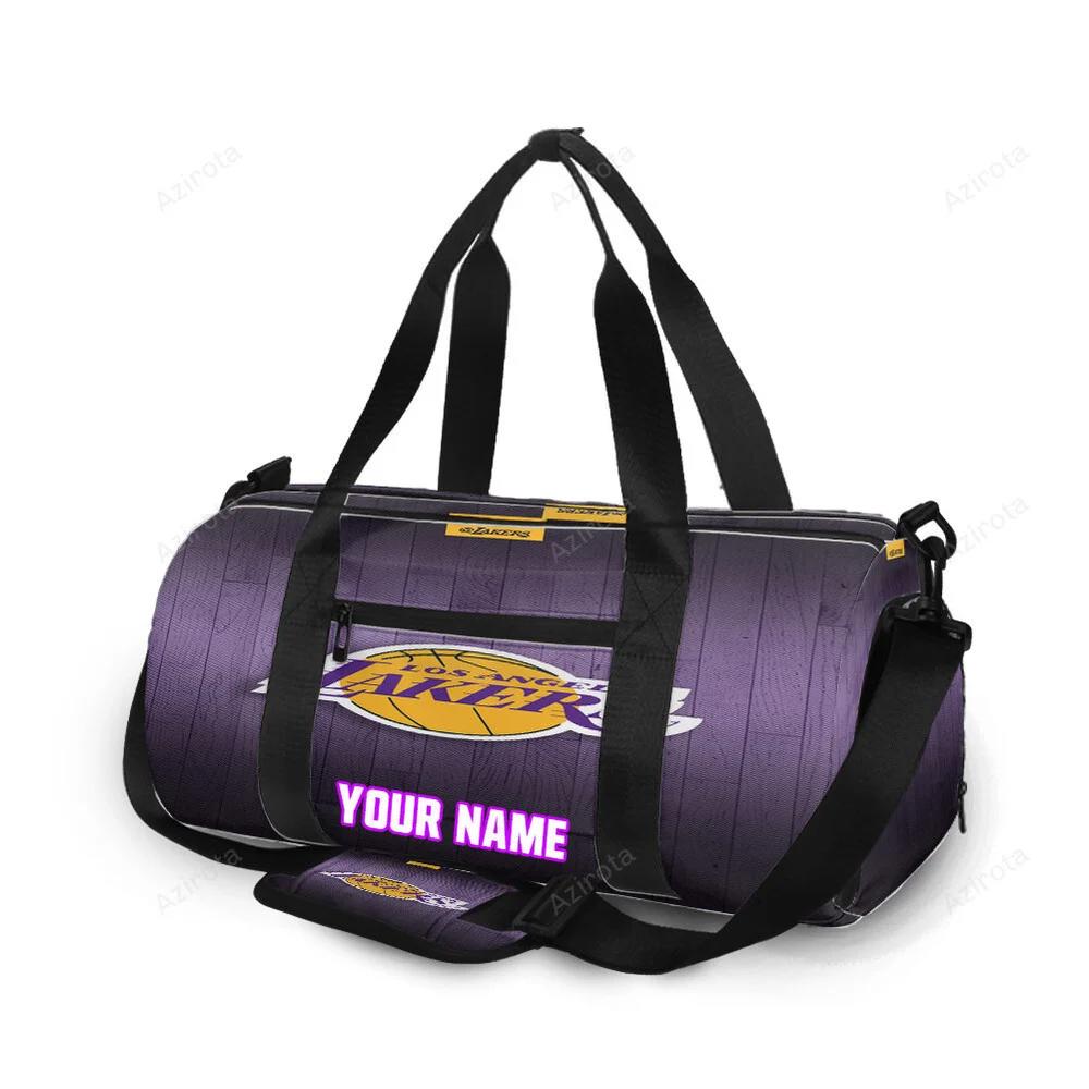 Los angeles lakers wooden v3 personalized name travel bag gym bag 1283 Travel Bag