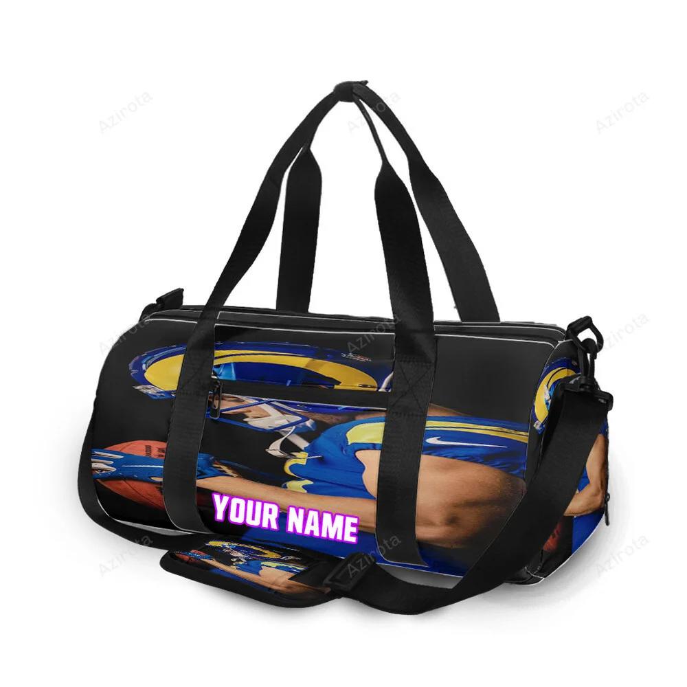 Los angeles rams cooper kupp1 personalized name travel bag gym bag 1387 Travel Bag