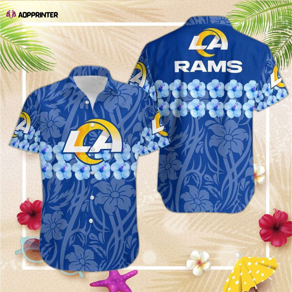 Los angeles rams flower and logo hawaii shirt and shorts summer collec Hawaii Shirt