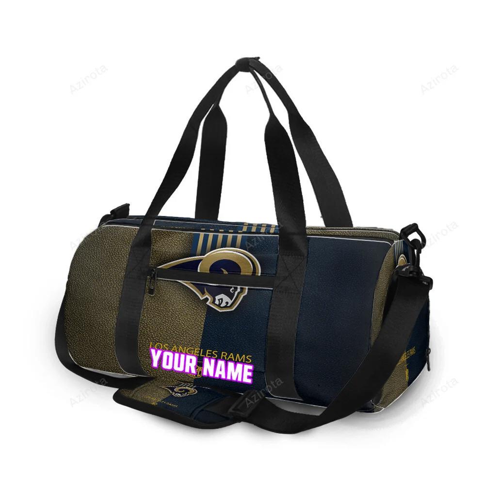 Los angeles rams yellow navy leather personalized name travel bag gym bag 1274 Travel Bag