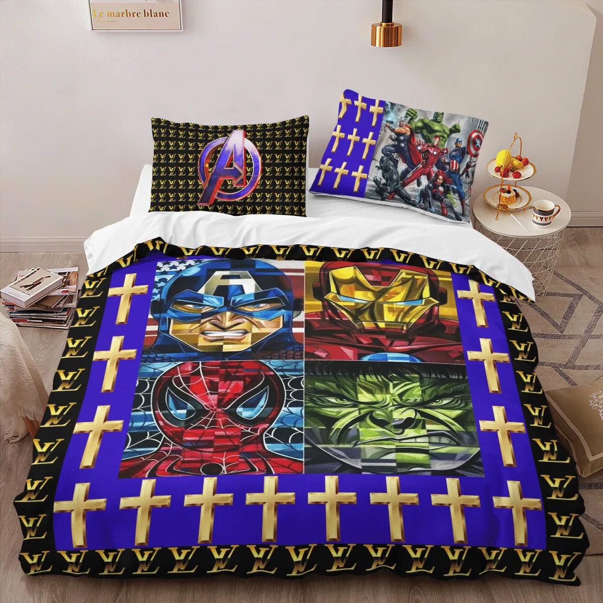 Louis vuitton avenger luxury brand high-end bedding sets lv, bedroom decor , thanksgiving decorations for home best luxury bed sets gift thankgivings and christmas Bedding Sets