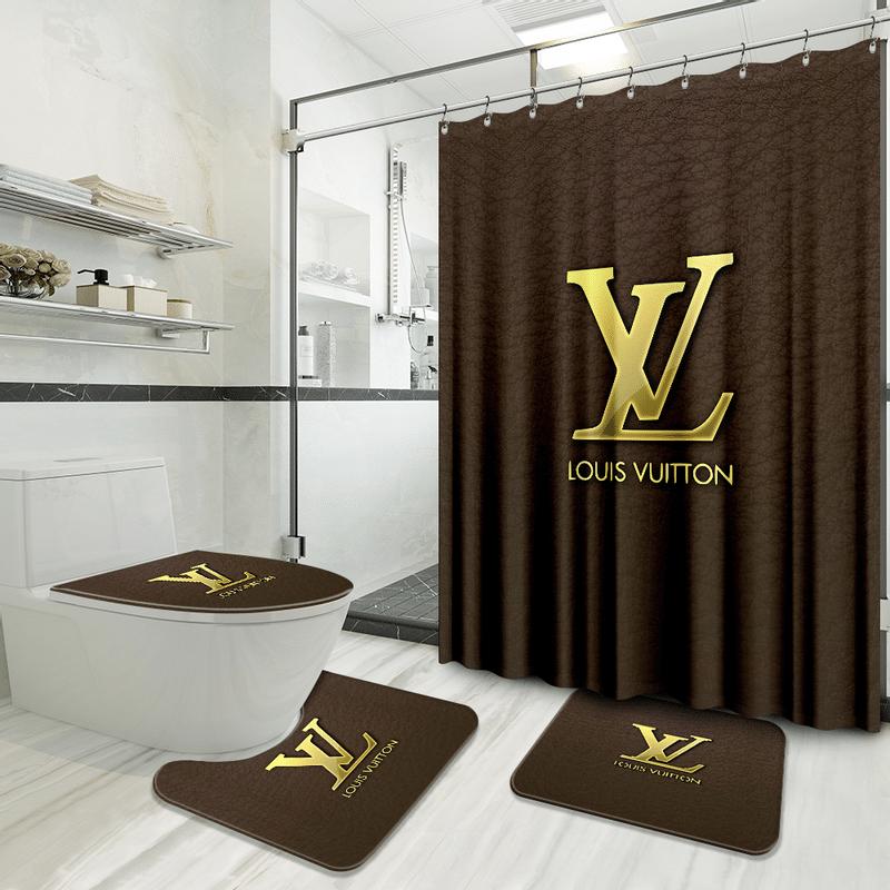 Louis vuitton bathroom set luxury shower curtain waterproof luxury brand hot 2023 33 Bathroom Accessory Sets