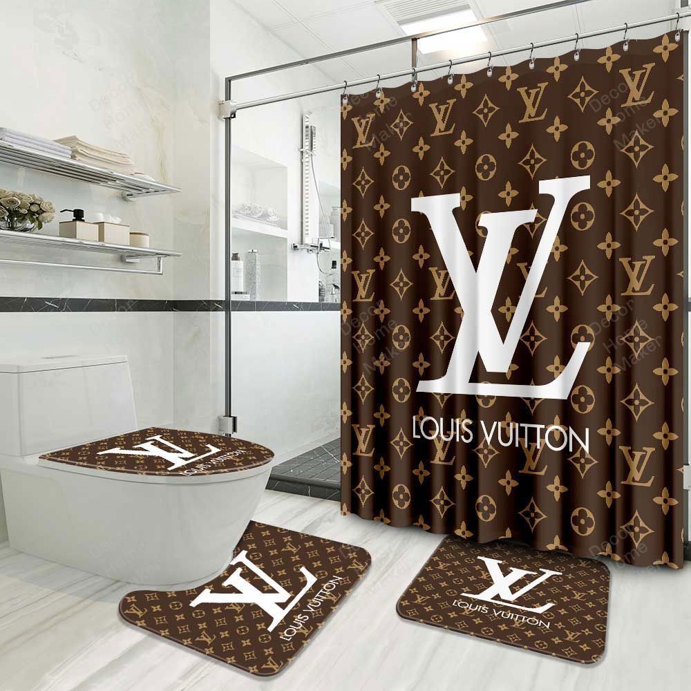 Louis vuitton bathroom set luxury shower curtain waterproof luxury brand hot 2023 89 Bathroom Accessory Sets
