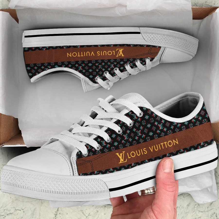 Louis vuitton black monogram low top canvas shoes sneakers hot best lv for men women 53 lwcs Low Top Canvas Shoes