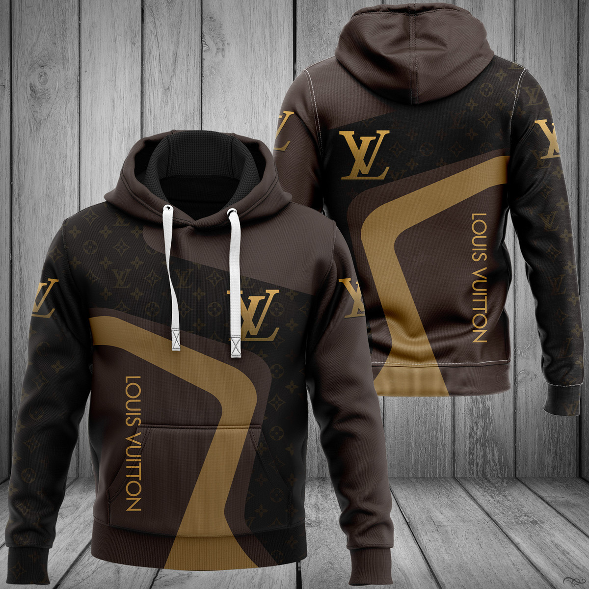 Louis vuitton brown fashion luxury brand hoodie for men women Hoodie 3D