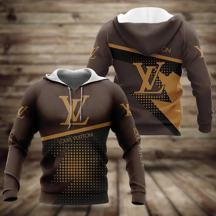 Louis vuitton brown hoodie lv luxury clothing clothes outfit for men Hoodie 3D