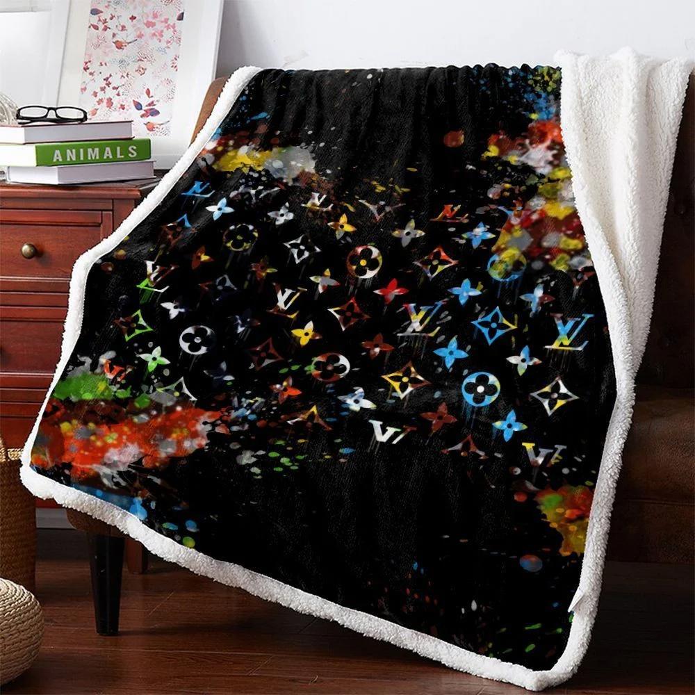 Louis vuitton colorful fashion luxury brand premium blanket fleece home decor 125 Blanket Fleece