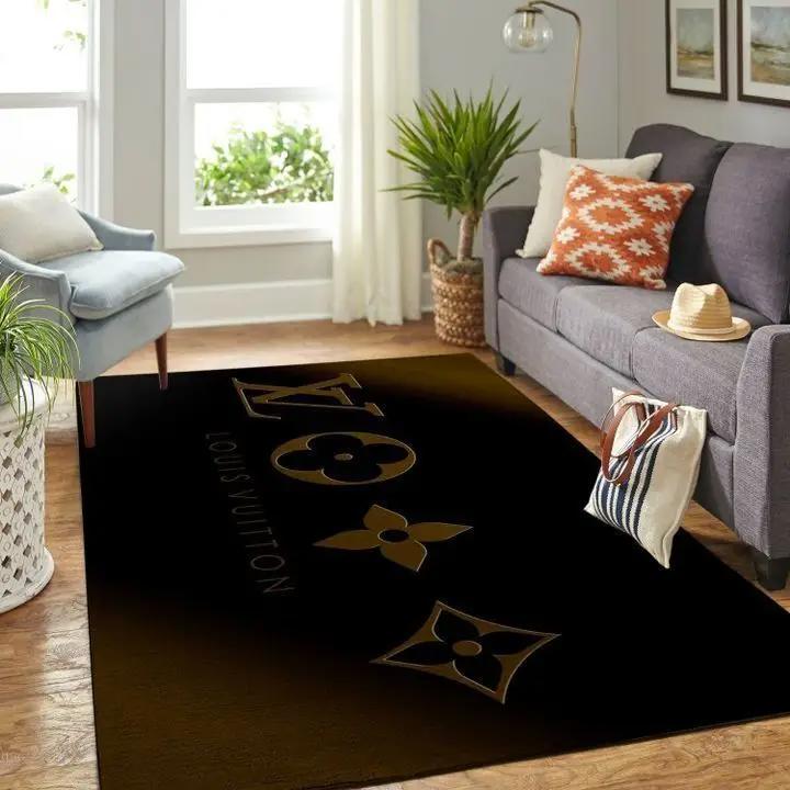 Louis vuitton dark logo type 663. Upgrade Your Living Room with Luxury Home Decor: Area Carpets, Floor Decor, Door Mats, and Hot Gift Items with style a High-End Fashion Brand Rectangle Rug