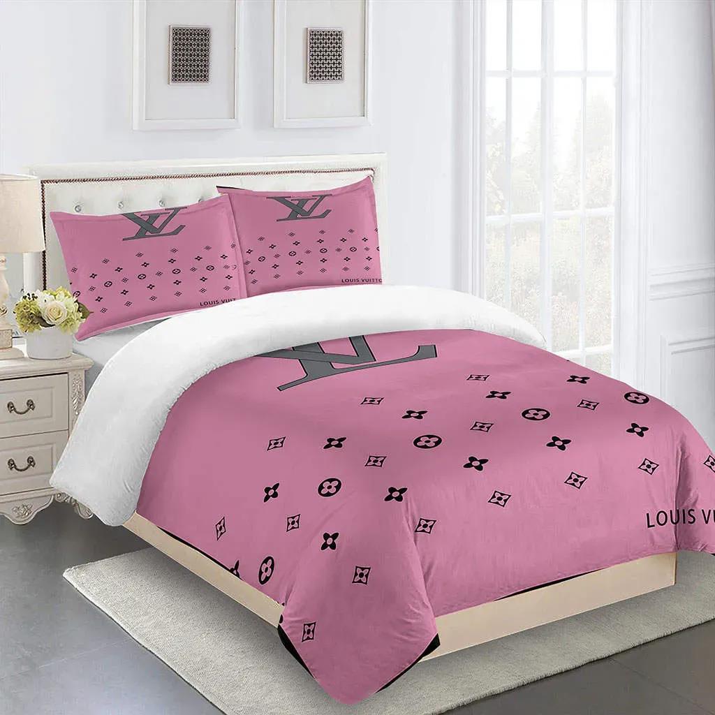 Louis vuitton fashion logo limited luxury brand bedding sets, bedroom decor , thanksgiving decorations for home 01 best luxury bed sets gift thankgivings and christmas Bedding Sets