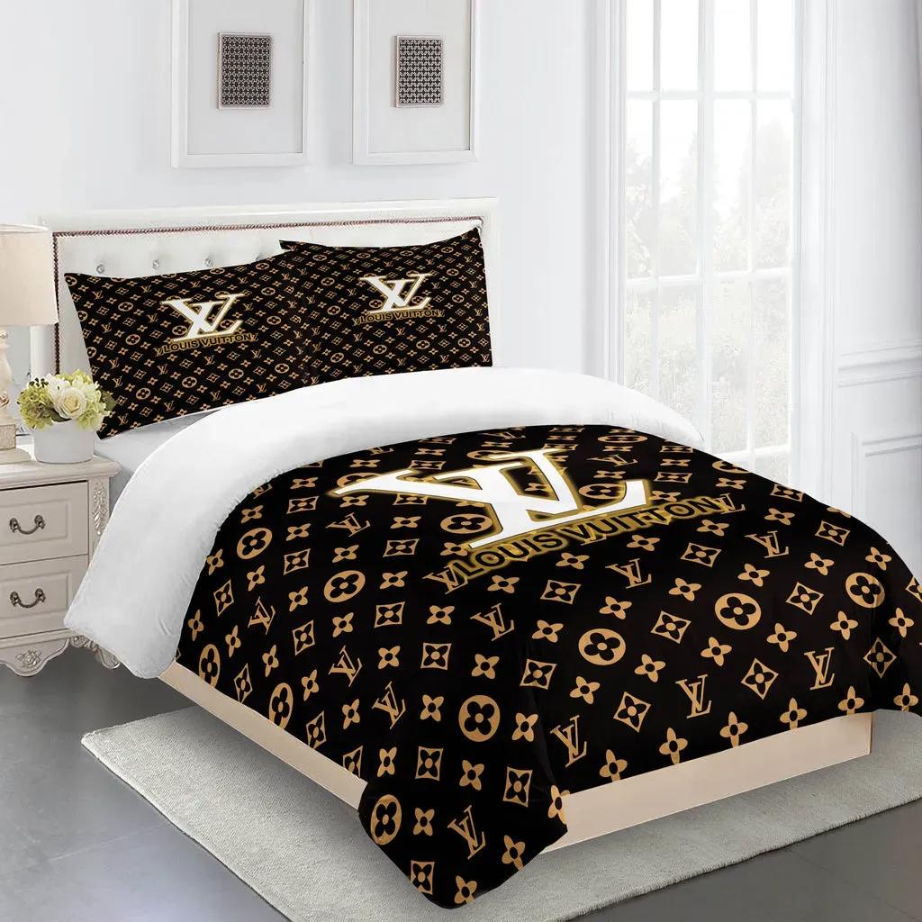 Louis vuitton fashion logo limited luxury brand bedding sets, bedroom decor , thanksgiving decorations for home 06 best luxury bed sets gift thankgivings and christmas Bedding Sets