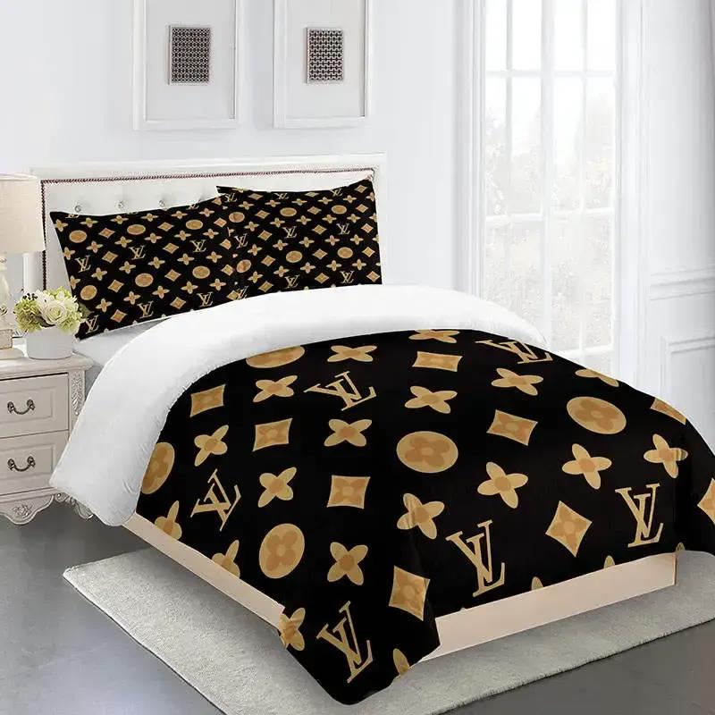 Louis vuitton fashion logo limited luxury brand bedding sets, bedroom decor , thanksgiving decorations for home 15 best luxury bed sets gift thankgivings and christmas Bedding Sets