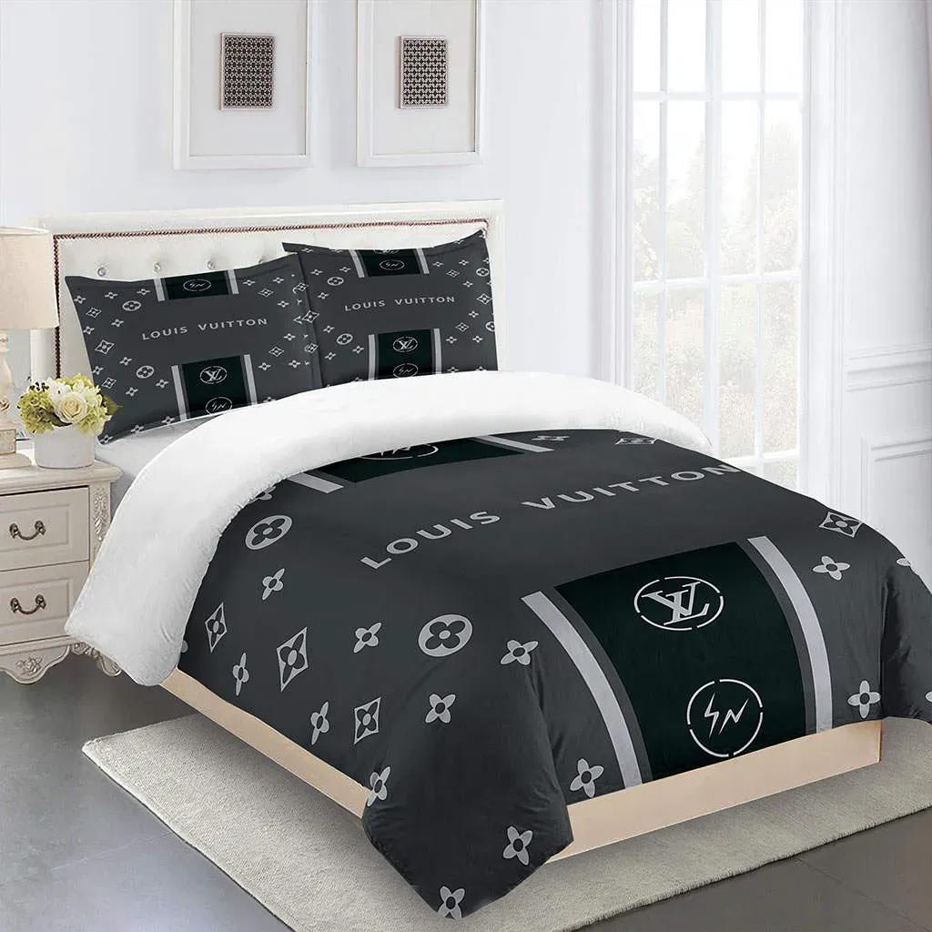Louis vuitton fashion logo limited luxury brand bedding sets, bedroom decor , thanksgiving decorations for home 19 best luxury bed sets gift thankgivings and christmas Bedding Sets