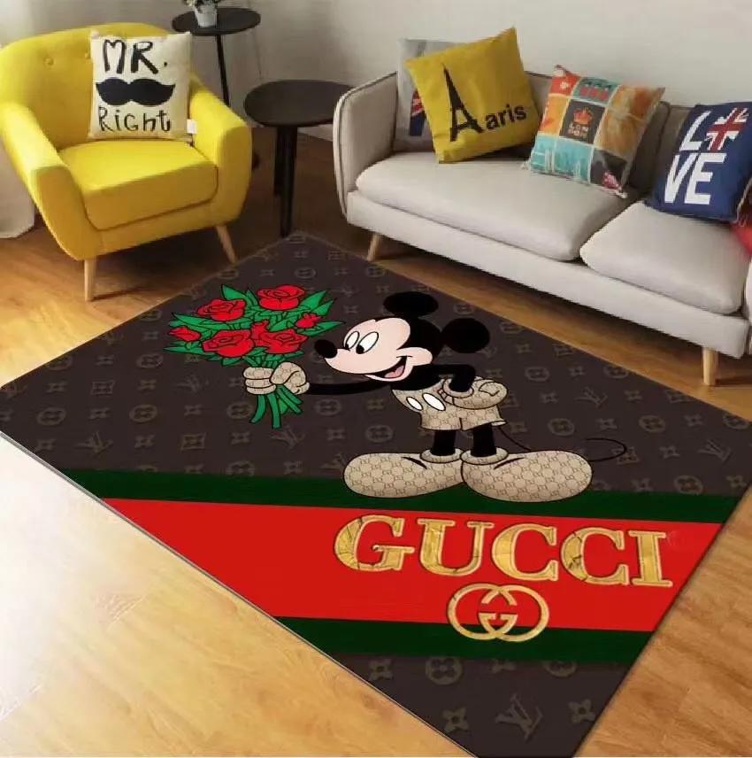 Louis vuitton gucci mickey logo type 3. Upgrade Your Living Room with Luxury Home Decor: Area Carpets, Floor Decor, Door Mats, and Hot Gift Items with style a High-End Fashion Brand Rectangle Rug