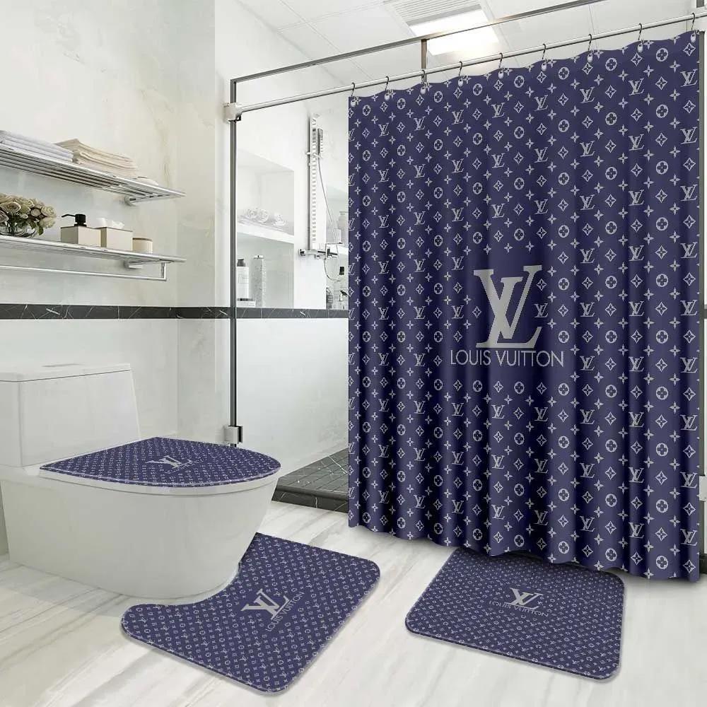 Louis vuitton logo type 1494 Bathroom Accessory Sets Home Decor Hypebeast Bathroom Toilet Cover Luxury Fashion Brand Bathroom Sets Pedestal Rug Bath Mat Set Waterproof Shower Curtain