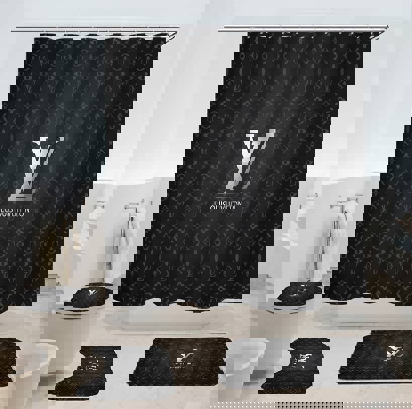 Louis vuitton lv dark hypebeast bathroom sets home decor bath mat luxury fashion brand Bathroom Set