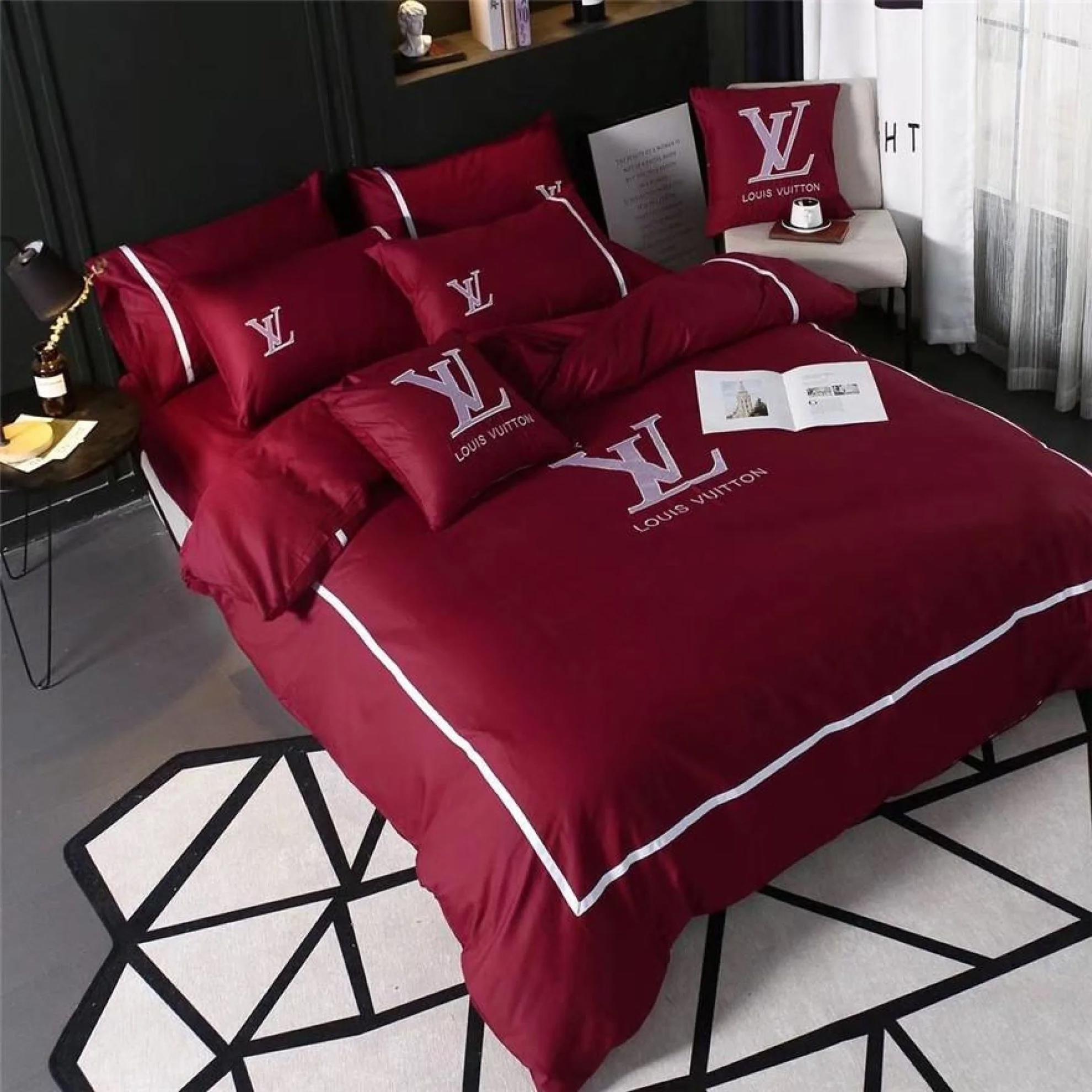 Louis vuitton red luxury brand bedding set home decor Bedding Sets