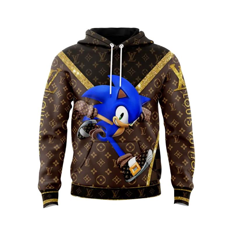 Louis vuitton sonic runing brown unisex hoodie outfit for men women luxury brand clothing special gift Hoodie 3D