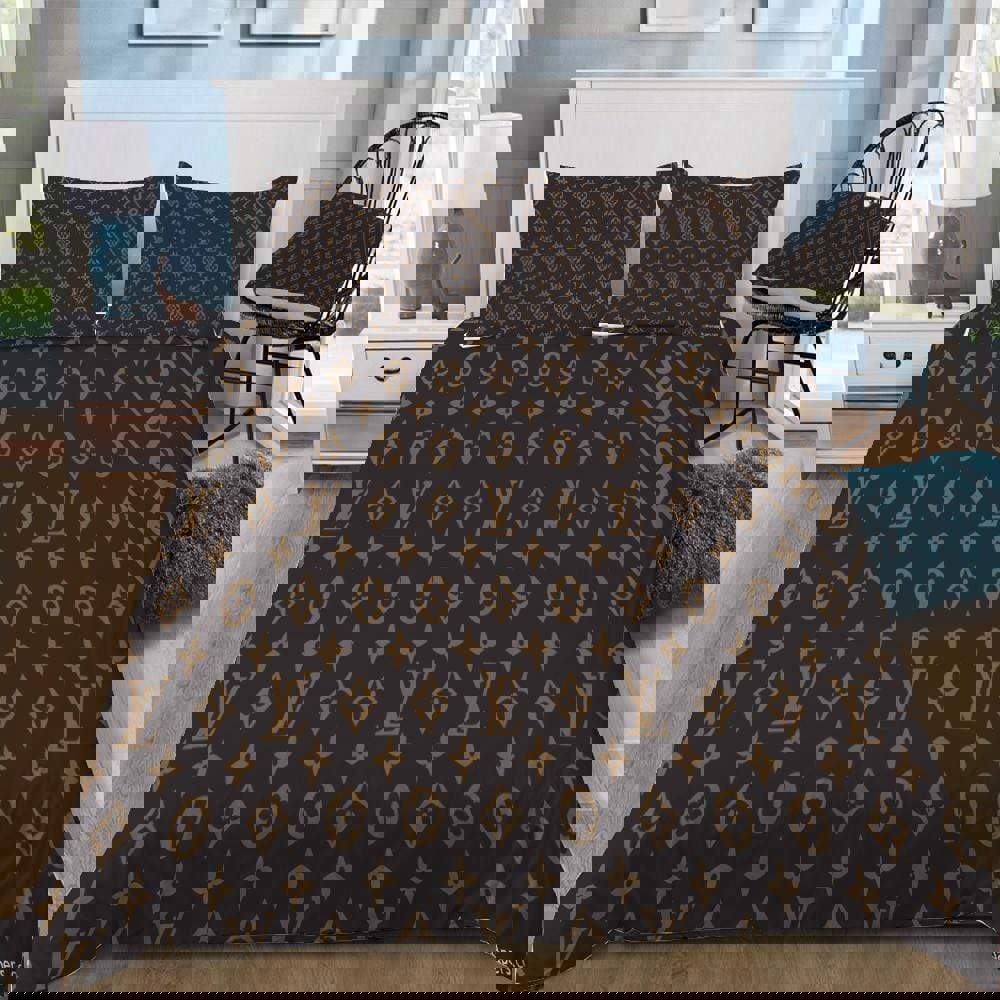 Louis vuitton supreme brown luxury premium bedding sets,bed sets, bedroom sets, comforter sets, duvet cover, bedspread Bedding Sets