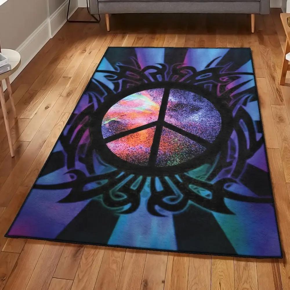 Love and peace kitchen rugs, peace rug Rectangle Rug