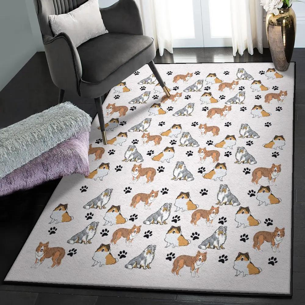 Lovely animal washable rugs, shetland sheepdog paw gs cl rug Rectangle Rug