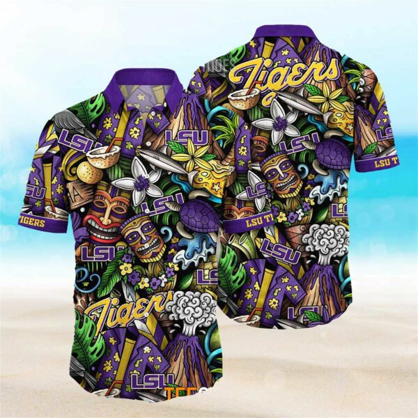 Lsu tigers ncaa mens floral special 3d hawaiian shirt Hawaii Shirt Shorts & Flip Flops