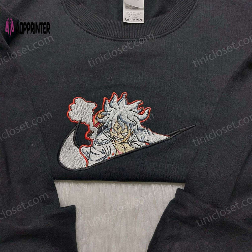 Luffy gear 5 embroidered shirt & one piece sweatshirt: cool anime hoodie Embroidered Shirt