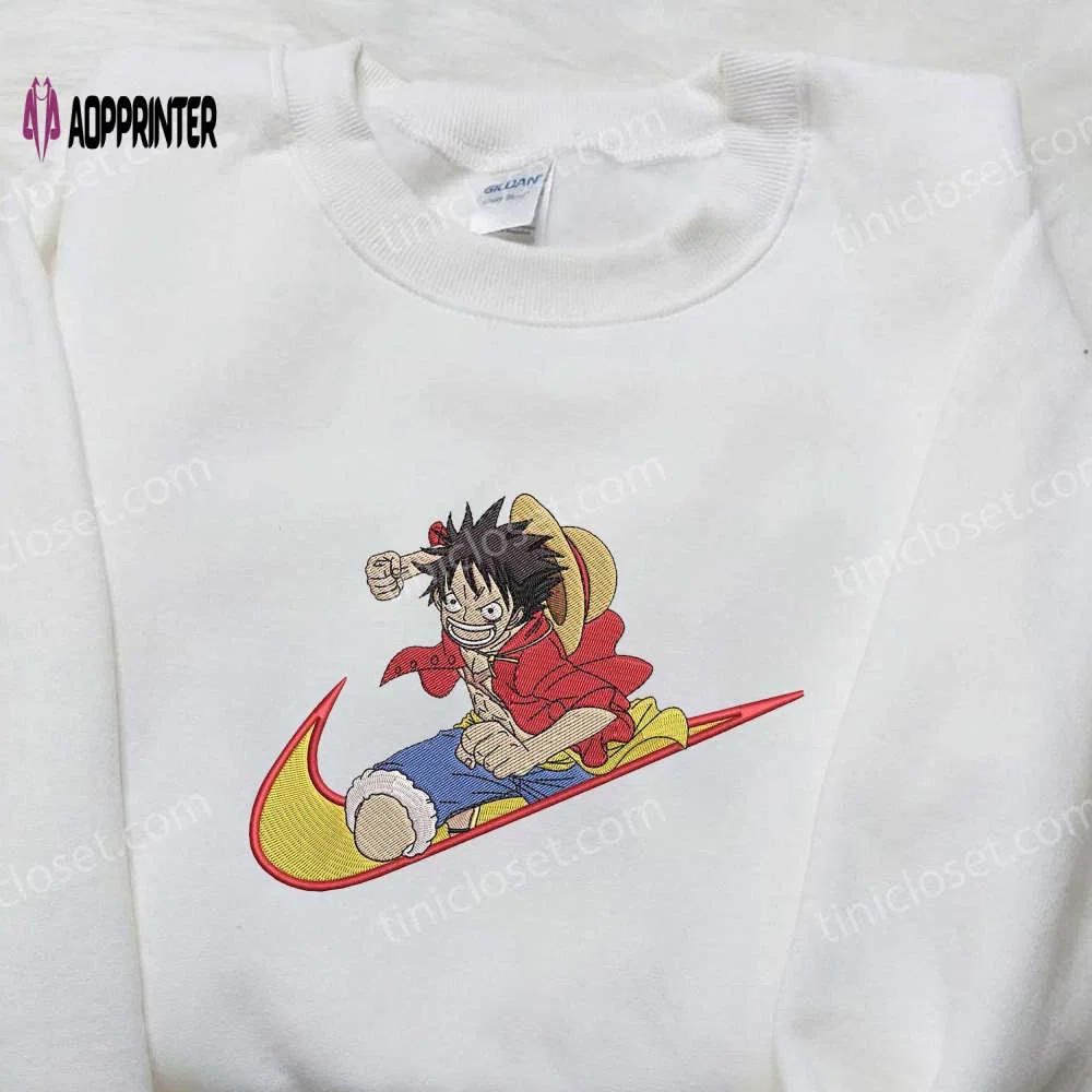 Luffy nike embroidered shirt: one piece x anime collaboration Embroidered Shirt