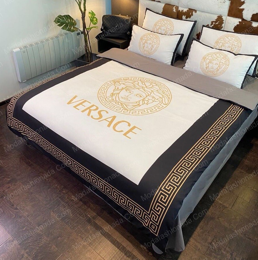 Luxury versace white yellow logo luxury brand model 13 bedding set home decoration Bedding Sets