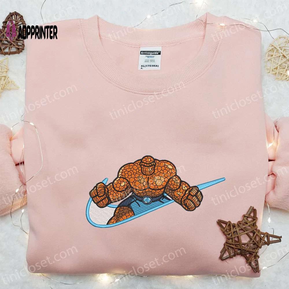 Marvel cinematic universe hoodie & shirt: ben grimm x swoosh embroidered – best family gift ideas Embroidered Shirt