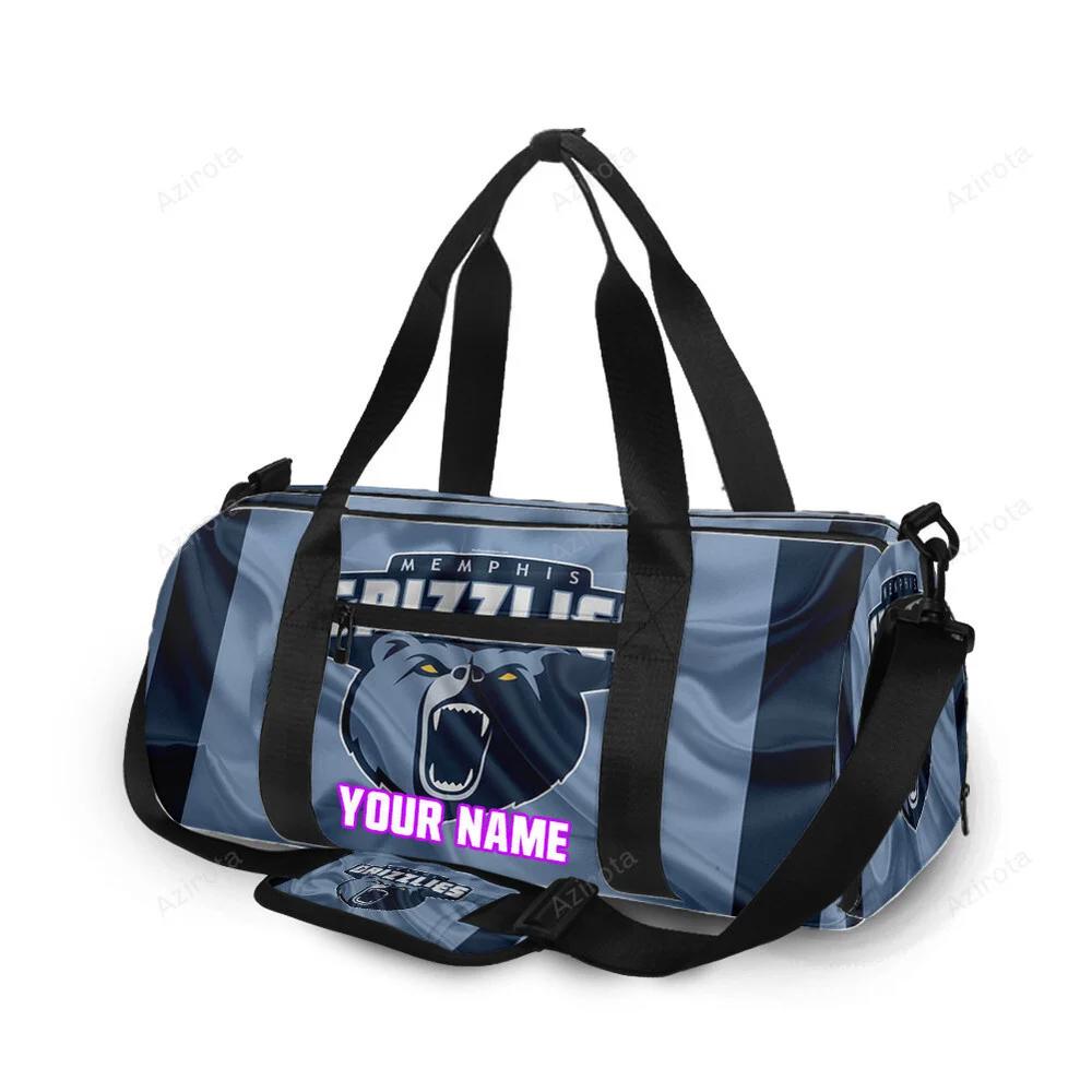 Memphis grizzlies emblem texture silk personalized name travel bag gym bag 1775 Travel Bag