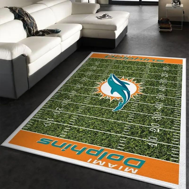 Miami dolphins nfl 26 area rug living room and bed room rug regtangle carpet Rectangle Rug