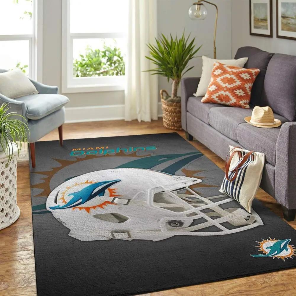 Miami dolphins nfl  helmet living room carpet sports rug regtangle carpet Rectangle Rug