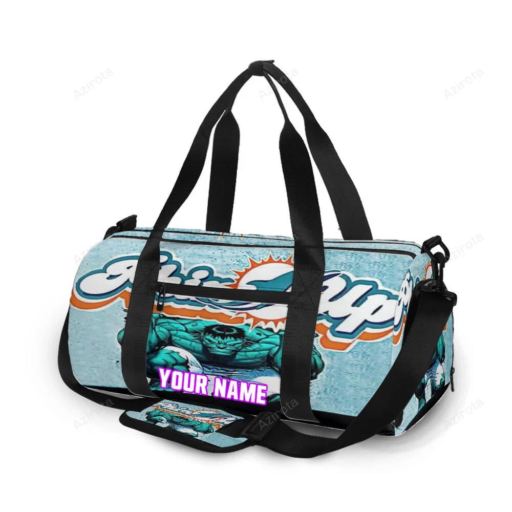 Miami dolphins phins up personalized name travel bag gym bag 1052 Travel Bag