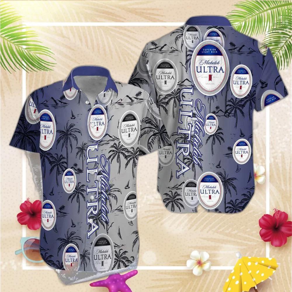 Michelob ultra gradient purple gray hawaiian shirt for men women Hawaii Shirt